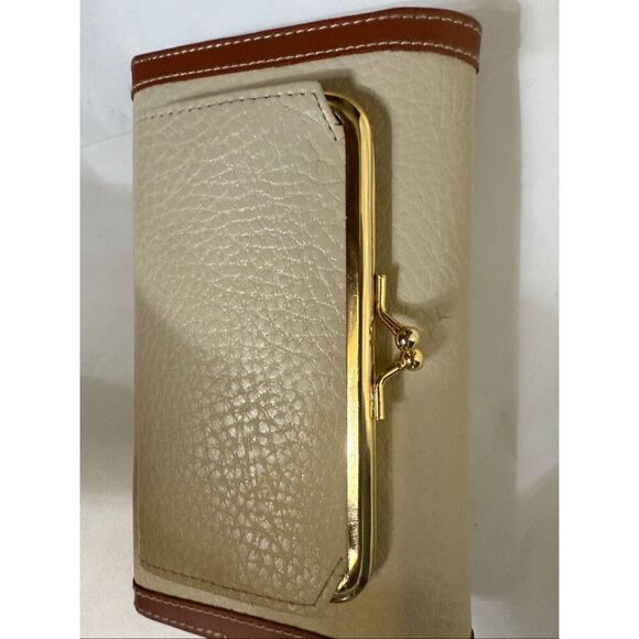 Michael Stevens Women's Leather Triple Frame Checkbook Wallet Clutch Cream NWOT - Picture 5 of 10